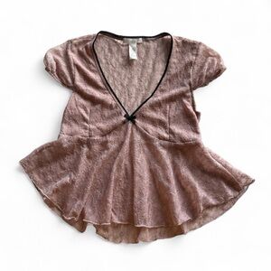 Full Tilt Lace Peplum Blouse - Mauve